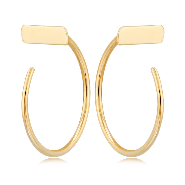 Yellow Gold Simple Bar Earrings